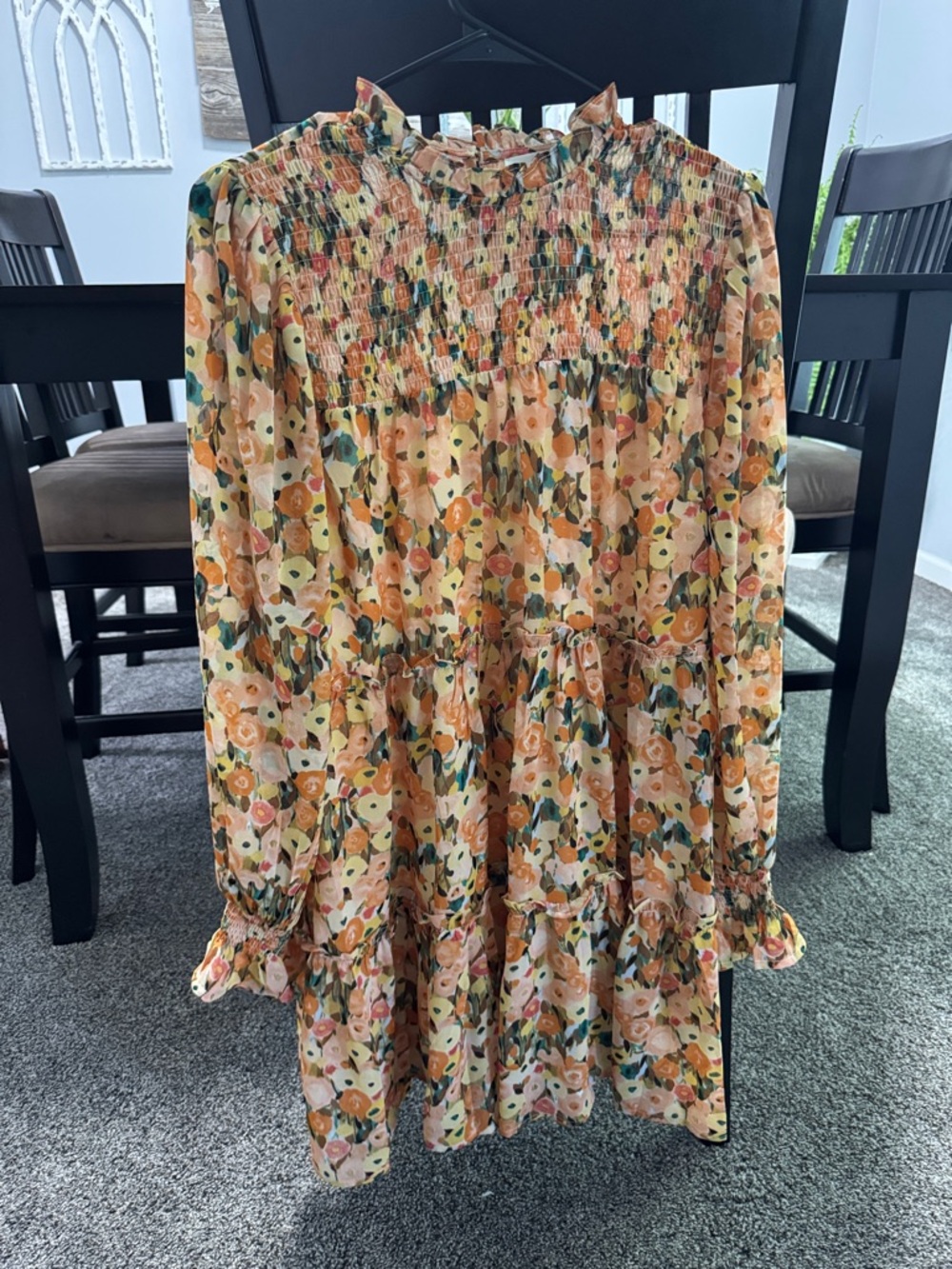 entro Persimmon Floral Smocked Mini Dress - Peach & Green